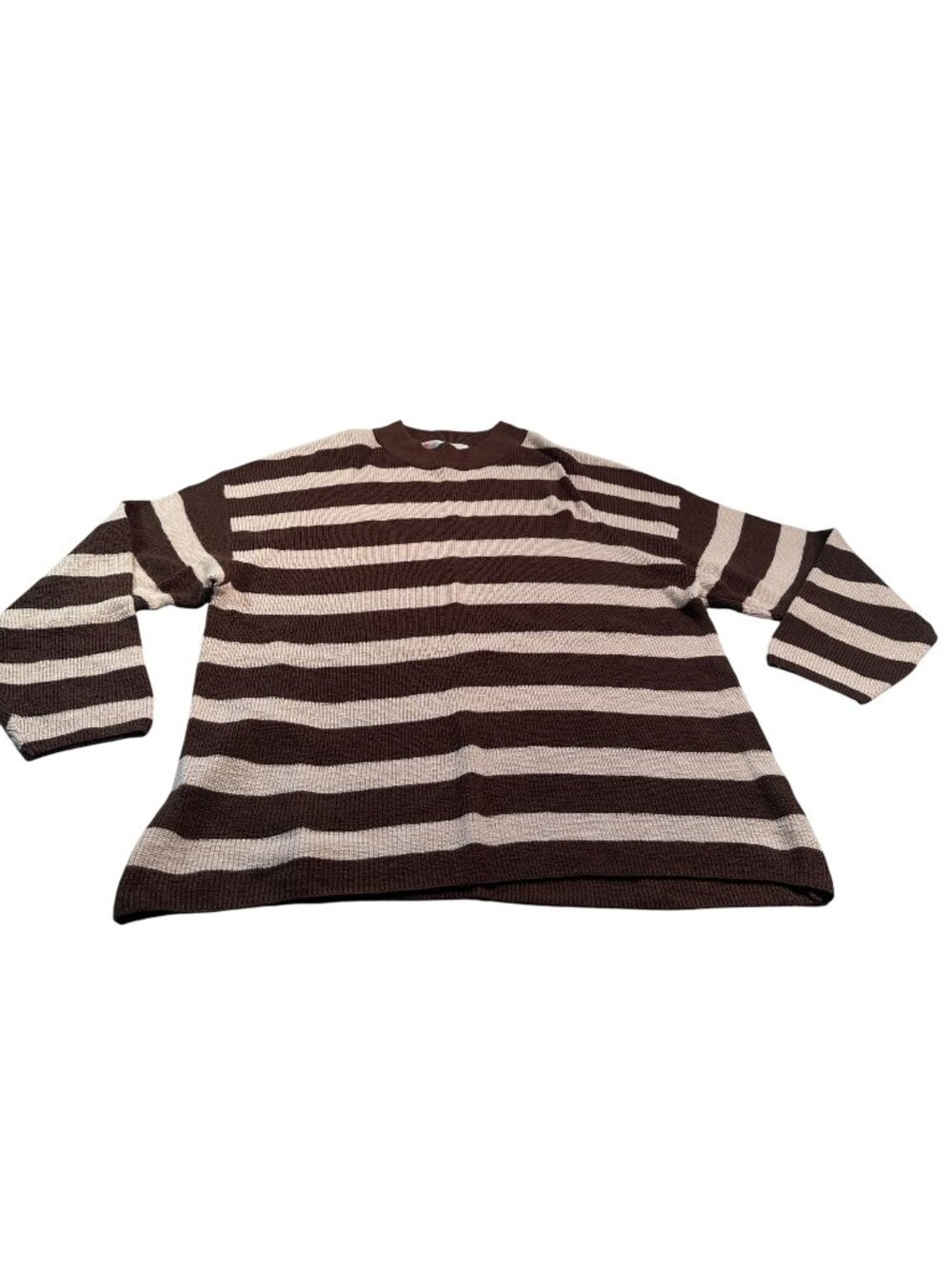 Free People Beach Sweater Womens Pullover XS Striped Cozy Oversized Cotton Blend